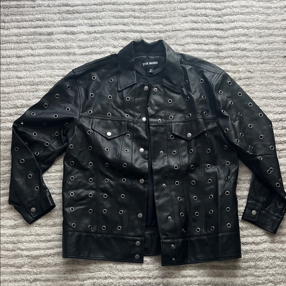 Steve Madden Black Eyelet Faux Leather Jacket